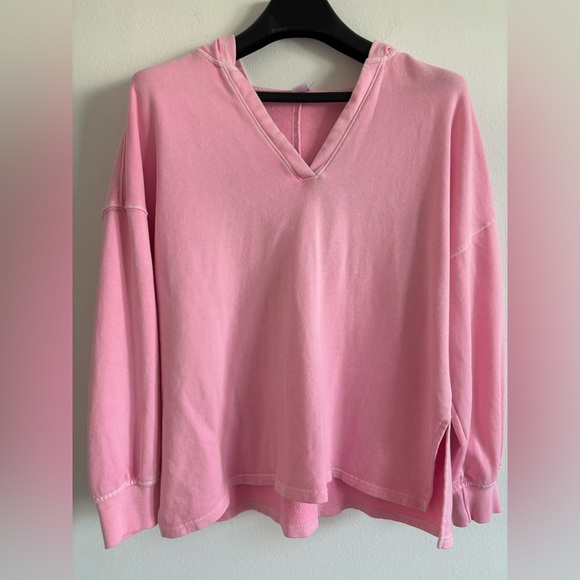 Old Navy Sporty Neon Pink‎ Hooded V-Neck Sweatshirt Size Small - Picture 4 of 9